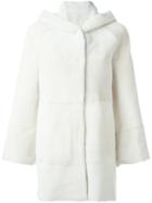 Drome Hooded Buttoned Coat, Women's, Size: Xs, White, Lamb Skin/lamb Fur
