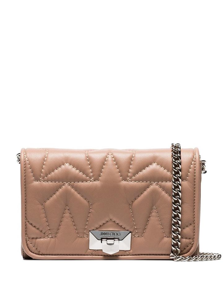 Jimmy Choo Ballet Pink Helia Star Embroidered Leather Clutch