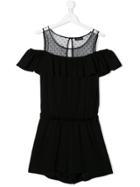 Monnalisa Cold Shoulders Playsuit - Black