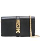 Moschino Letters Clutch, Women's, Black, Calf Leather