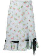 Miu Miu Floral Print Midi Skirt - Blue