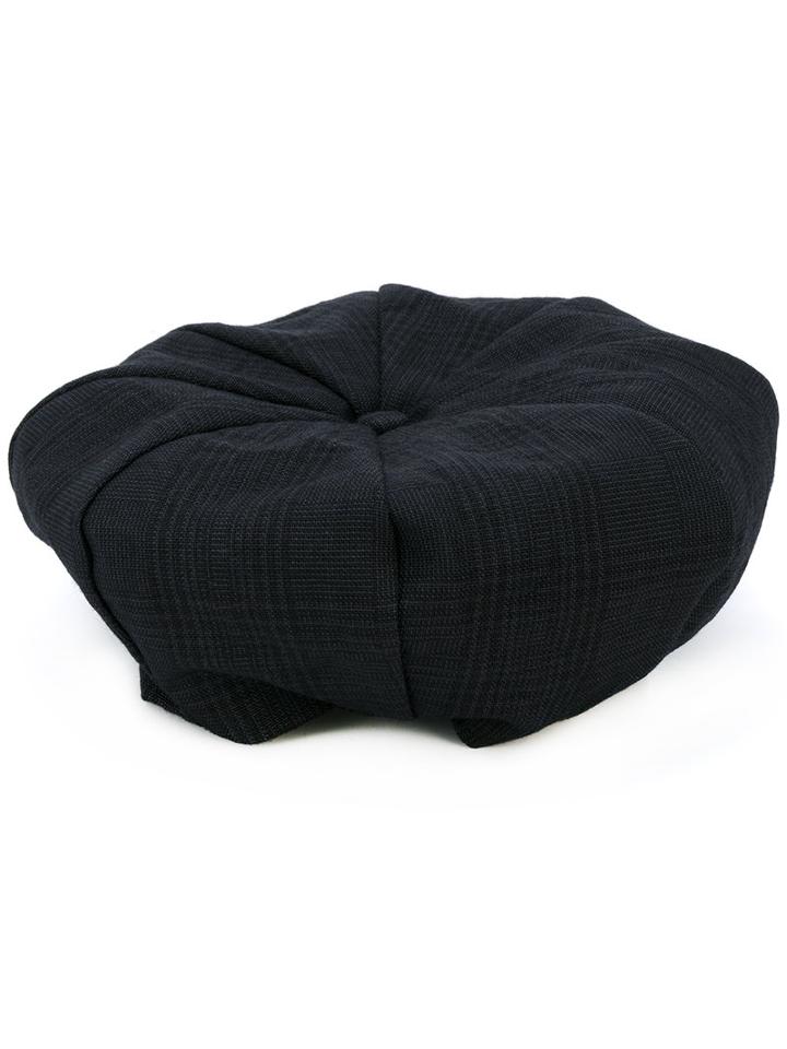 Klasica - Checked Hat - Women - Cotton/ramie - 58, Grey, Cotton/ramie