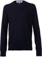Comme Des Garçons Play Mini Heart V-neck Jumper, Men's, Size: Xl, Blue, Wool