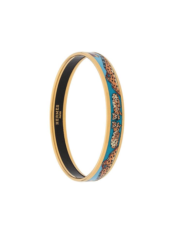 Hermès Pre-owned Leopard Pattern Bangle - Blue