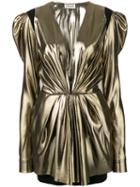 Saint Laurent - Plunge Neck Dress - Women - Silk/virgin Wool/metal - 38, Grey, Silk/virgin Wool/metal