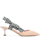 Miu Miu Gingham Detail Pumps - Nude & Neutrals