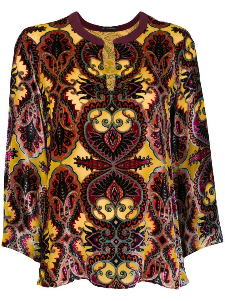 Etro Top Opal Printed Blouse - Yellow & Orange