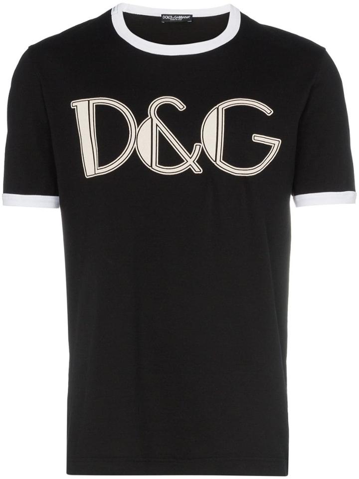 Dolce & Gabbana Printed Front Letter Logo T-shirt - Black