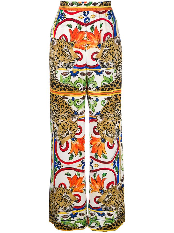 Dolce & Gabbana Leopard Print Palazzo Pants - Multicolour