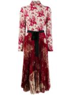 Red Valentino Floral Pleated High Neck Dress - Neutrals