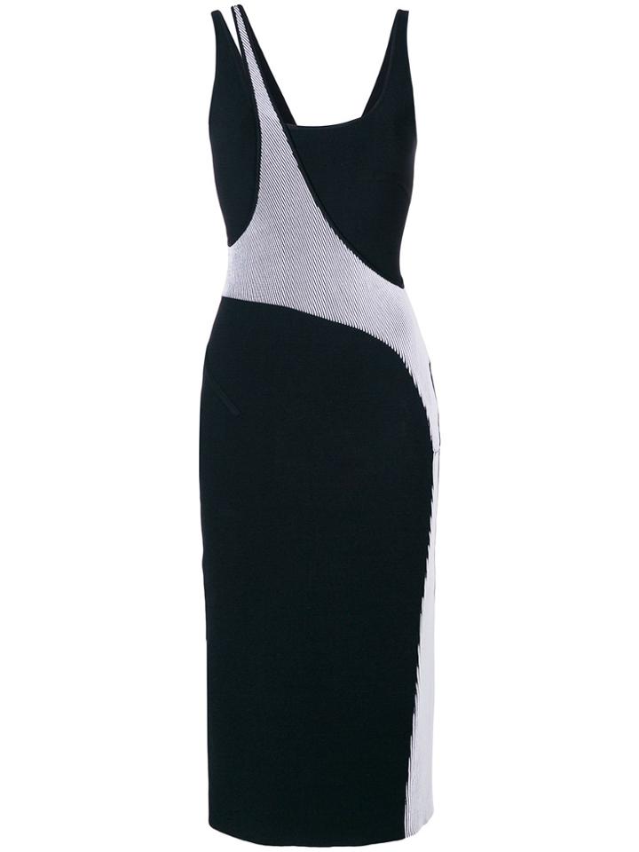 Esteban Cortazar Contrast Fitted Midi Dress - Black