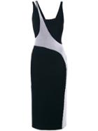 Esteban Cortazar Contrast Fitted Midi Dress - Black