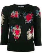 Dolce & Gabbana Heart Intarsia Sweater - Black