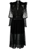 Philosophy Di Lorenzo Serafini Embroidered Tulle Midi Dress - Black