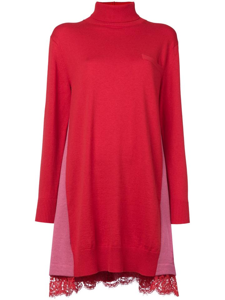 Sacai - Colour Blocked Tunic - Women - Wool - 2, Red, Wool