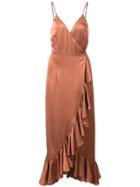 Shona Joy Ruffled Wrap Dress - Brown