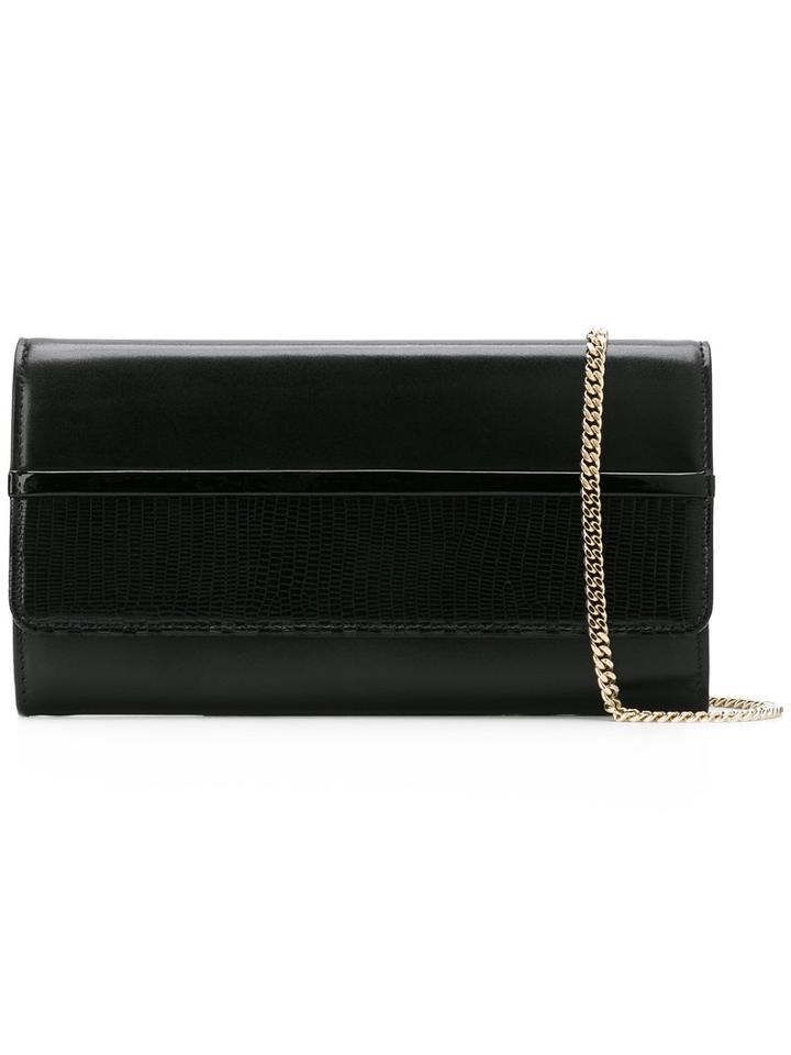Lanvin Embossed Tone Clutch, Women's, Black, Calf Leather/cotton