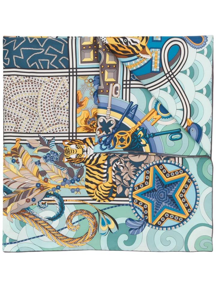 Salvatore Ferragamo Multi-print Neck Scarf - Blue