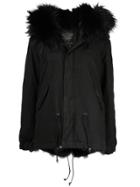 Mr & Mrs Italy Hooded Fur Trimmed Parka - Black