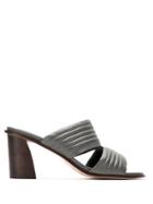 Mara Mac Quilted Leather Mules - Grey