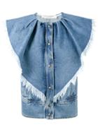 Philosophy Di Lorenzo Serafini - Sleeveless Frayed Denim Jacket - Women - Cotton - 40, Women's, Blue, Cotton