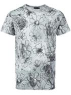 Jil Sander Floral Print T-shirt, Men's, Size: Medium, Grey, Cotton