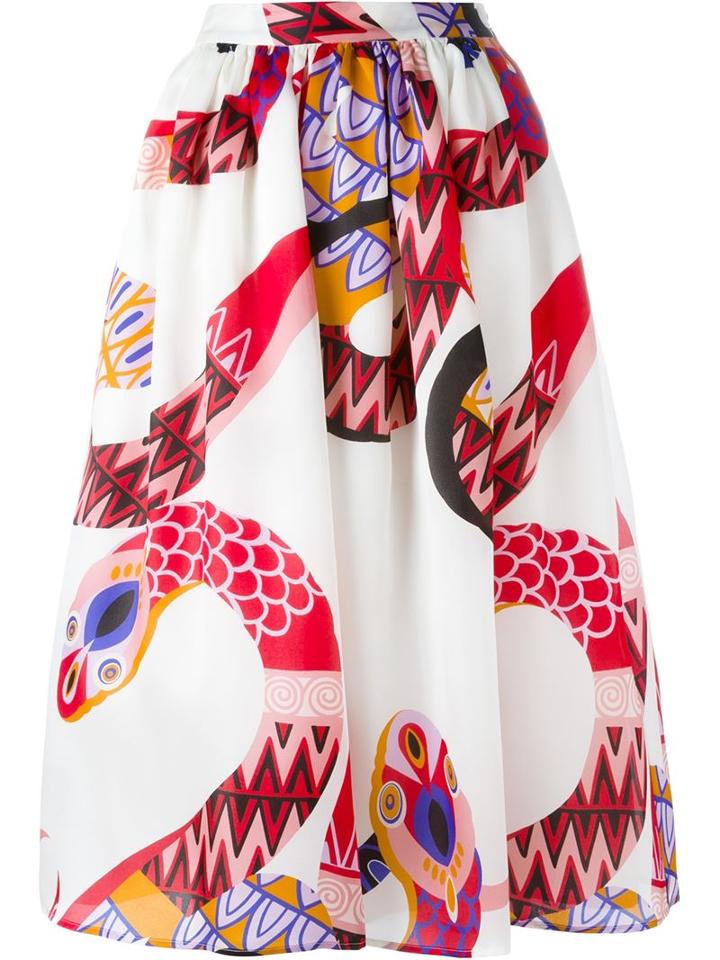 Msgm Serpent Print Midi Skirt