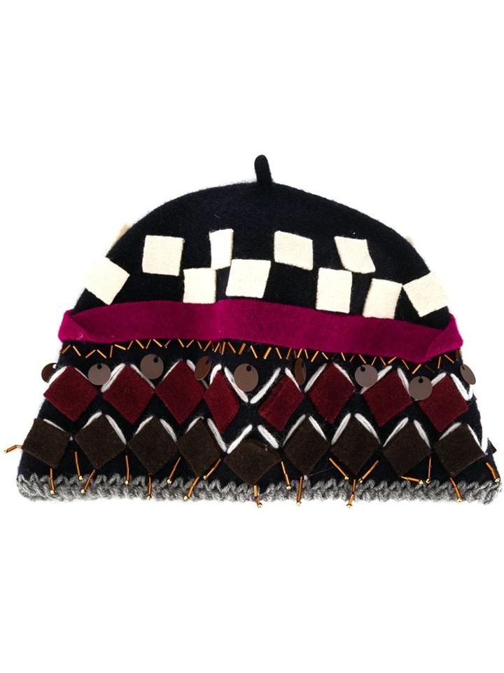 Le Chapeau Knitted Detail Hat - Blue