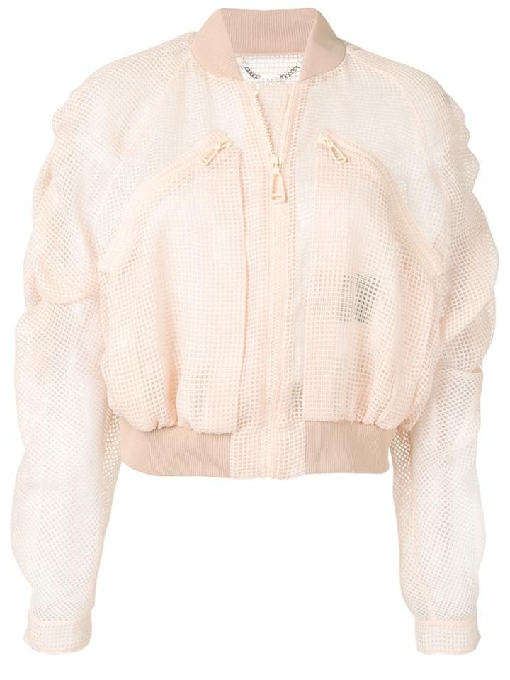 Fendi Cropped Mesh Bomber Jacket - Neutrals