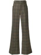 Marc Jacobs Plaid Flared Trousers - Brown