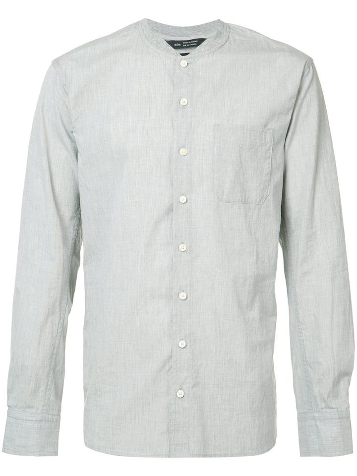 Wings+horns Mandarin Neck Shirt, Men's, Size: Large, Grey, Cotton
