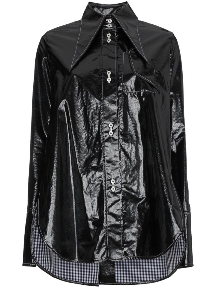 Ellery Coated Cotton Button Down Shirt - Black