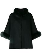 Liska Fur Trim Oversized Jacket - Black