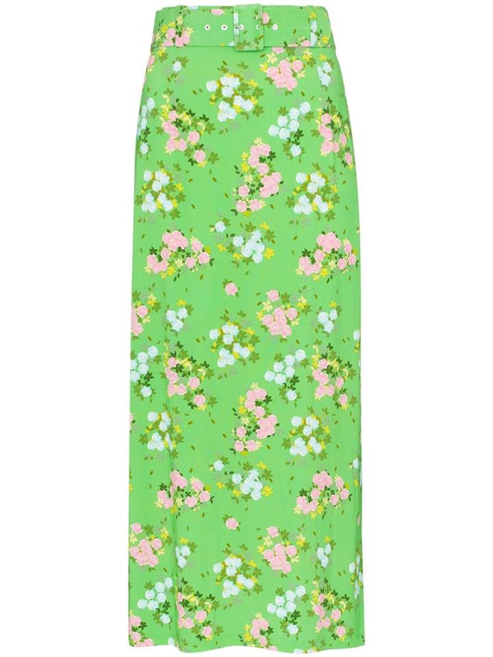 Bernadette Small Roses Print Midi Skirt - Green