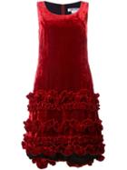 Comme Des Garçons Comme Des Garçons Ruffled Hem Dress, Women's, Size: Small, Red, Polyester/cupro/rayon