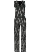 M Missoni Zigzag Metallic Knit Jumpsuit - Silver