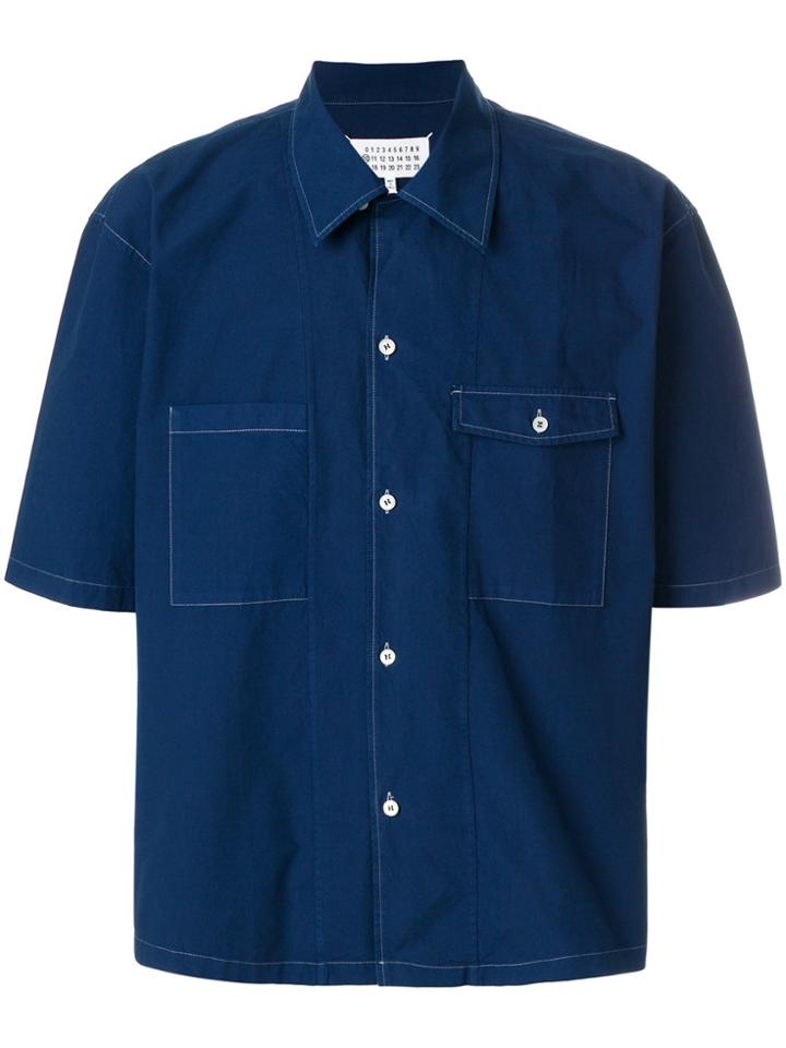 Maison Margiela Overstitched Short Sleeve Shirt - Blue