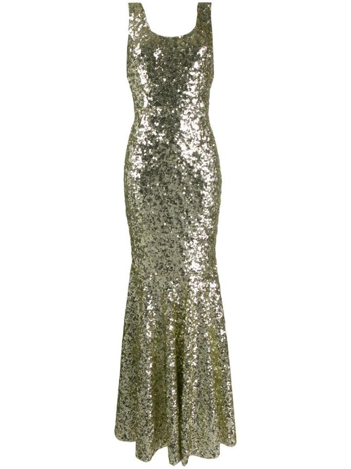Dolce & Gabbana Sequin Embroidered Long Gown - Gold