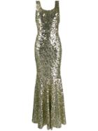 Dolce & Gabbana Sequin Embroidered Long Gown - Gold