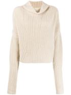 Petar Petrov Draped-neck Knit Sweater - Neutrals