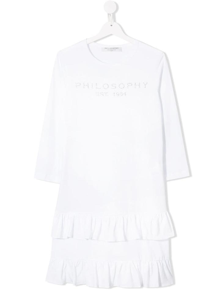 Philosophy Di Lorenzo Serafini Kids Ruffle Trim T-shirt Dress - White