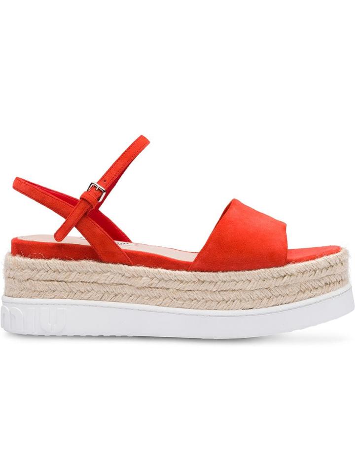 Miu Miu Platform Espadrilles - Red