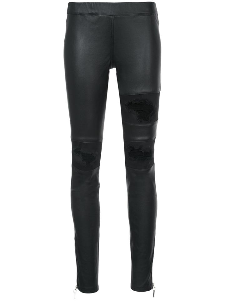 Thomas Wylde Distressed Leather Trousers - Black