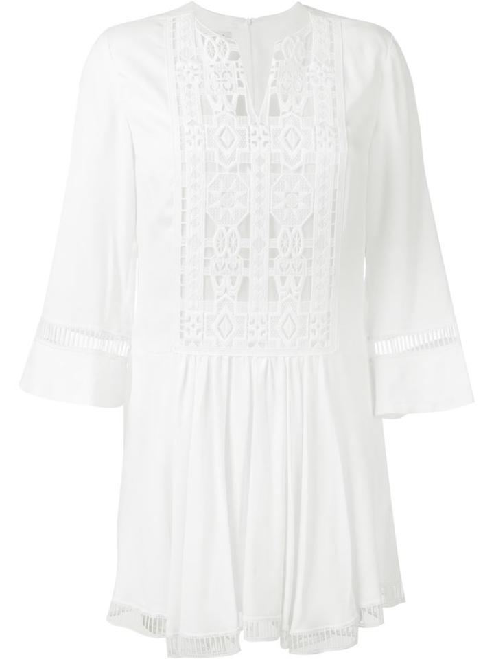 Dondup Embroidered Shift Dress, Women's, Size: 40, White, Cupro/spandex/elastane/acetate/silk