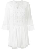 Dondup Embroidered Shift Dress, Women's, Size: 40, White, Cupro/spandex/elastane/acetate/silk