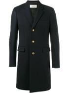 Saint Laurent Navy Military Button Coat - Blue