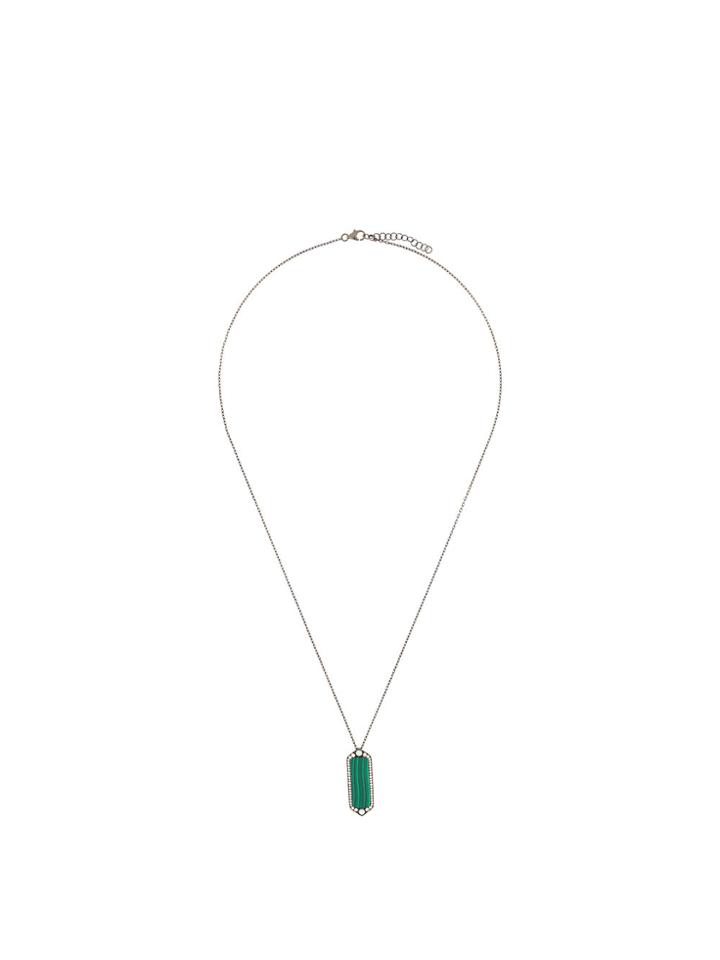 Joëlle Jewellery Malachite Diamond Set Necklace - Metallic