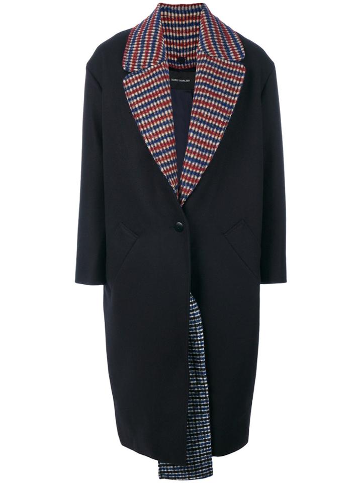 Cédric Charlier Contrast Lining Coat - Blue