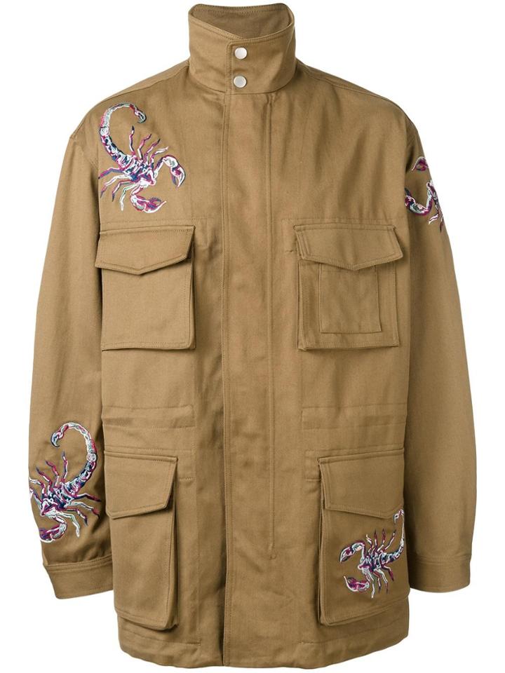 Diesel Black Gold Scorpion Embroidered Coat - Green