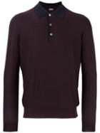 Malo Long Sleeve Knit Polo Shirt, Men's, Size: 50, Pink/purple, Cashmere